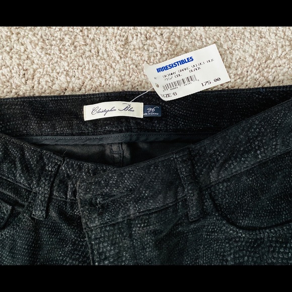 NWT Christopher Black Glitter Stretch Jeans Velvet - Picture 2 of 8